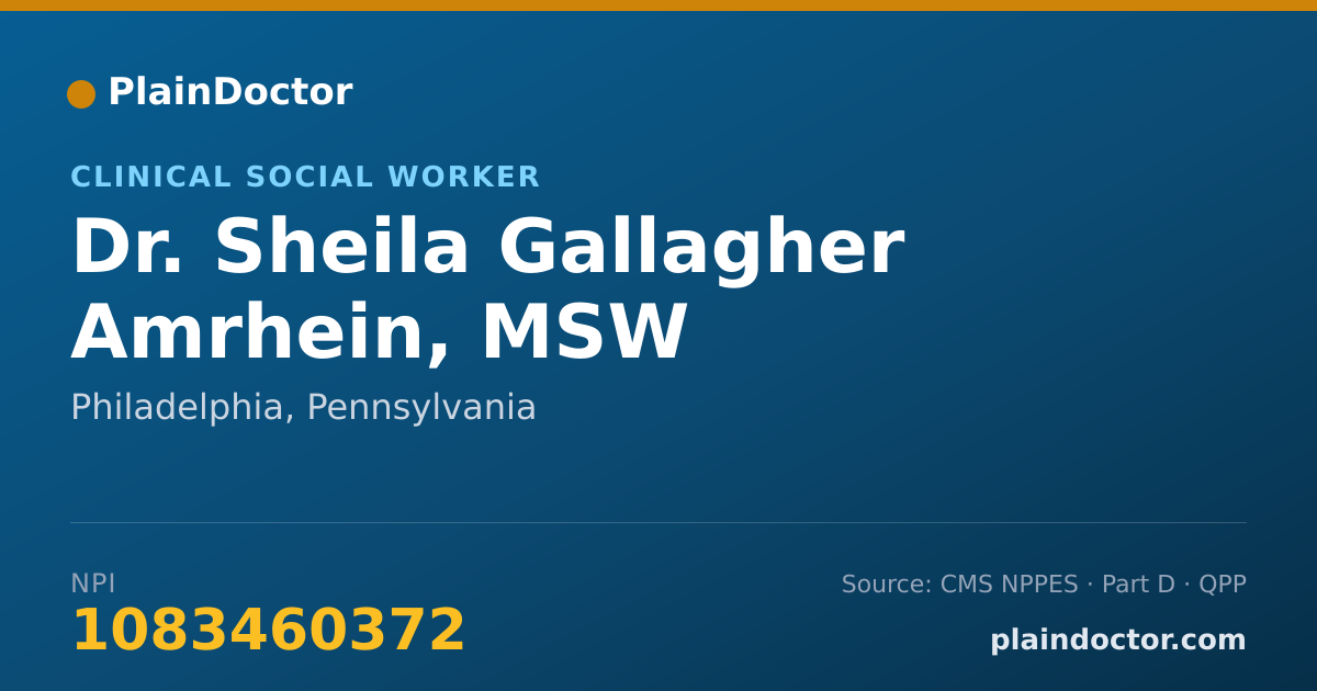 Shareable card for Sheila Gallagher Amrhein, MSW - Clinical Social Worker, Philadelphia, PA