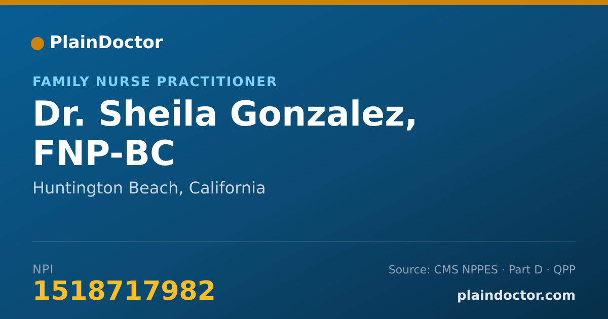Shareable card for Sheila Gonzalez, FNP-BC - Family Nurse Practitioner, Huntington Beach, CA