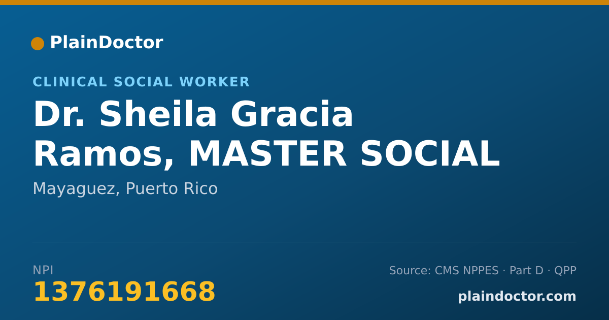 Shareable card for Sheila Gracia Ramos, MASTER SOCIAL WORK - Clinical Social Worker, Mayaguez, PR