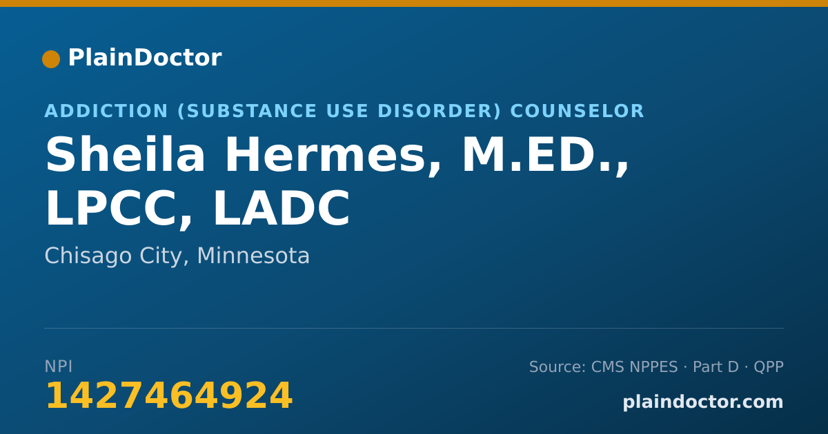 Shareable card for Sheila Hermes, M.ED., LPCC, LADC - Addiction (Substance Use Disorder) Counselor, Chisago City, MN