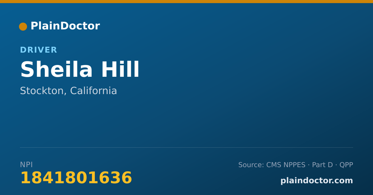 Shareable card for Sheila Hill - Driver, Stockton, CA
