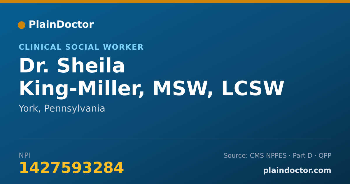 Shareable card for Sheila King-Miller, MSW, LCSW - Clinical Social Worker, York, PA