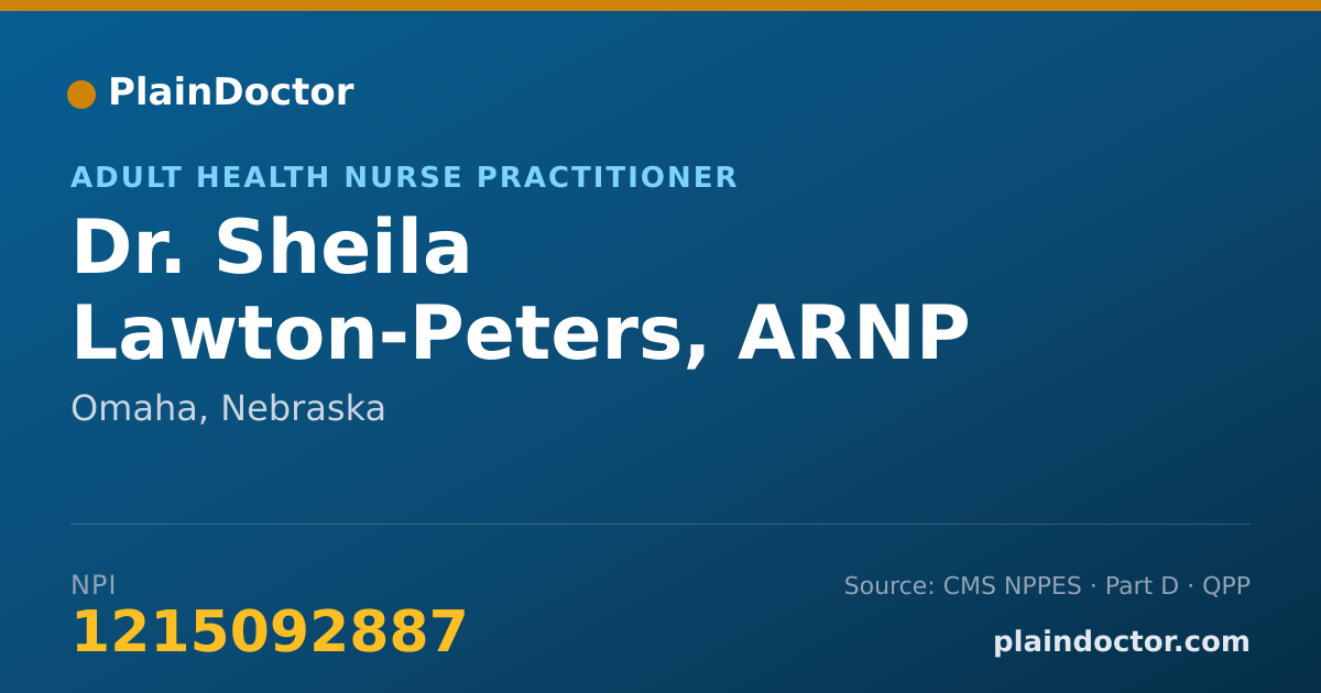 Shareable card for Sheila Lawton-Peters, ARNP - Adult Health Nurse Practitioner, Omaha, NE