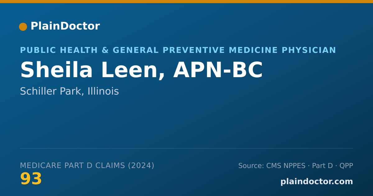 Shareable card for Sheila Leen, APN-BC - Public Health & General Preventive Medicine Physician, Schiller Park, IL