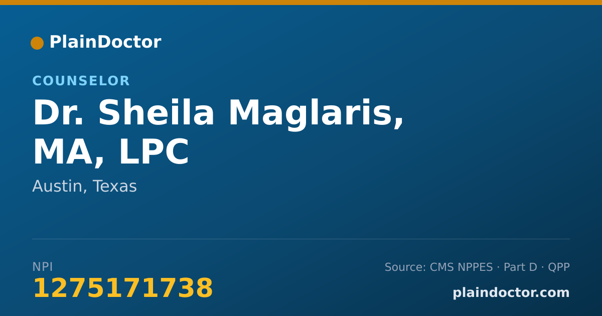 Shareable card for Sheila Maglaris, MA, LPC - Counselor, Austin, TX