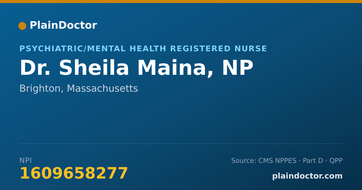 Shareable card for Sheila Maina, NP - Psychiatric/Mental Health Registered Nurse, Brighton, MA