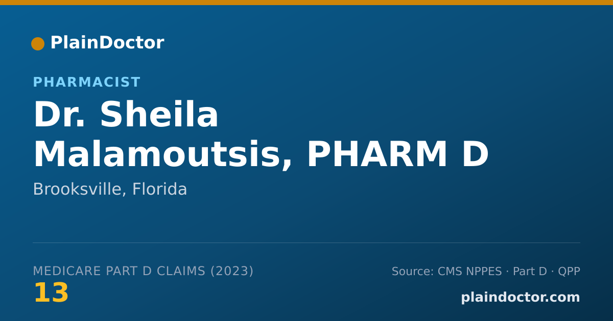 Shareable card for Sheila Malamoutsis, PHARM D - Pharmacist, Brooksville, FL