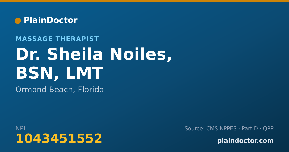Shareable card for Sheila Noiles, BSN, LMT - Massage Therapist, Ormond Beach, FL