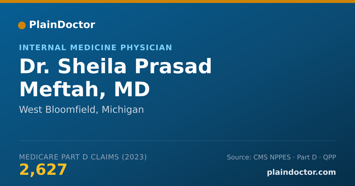 Shareable card for Sheila Prasad Meftah, MD - Internal Medicine Physician, West Bloomfield, MI