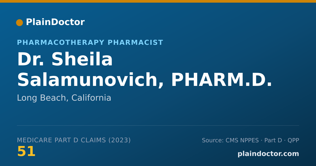 Shareable card for Sheila Salamunovich, PHARM.D. - Pharmacotherapy Pharmacist, Long Beach, CA