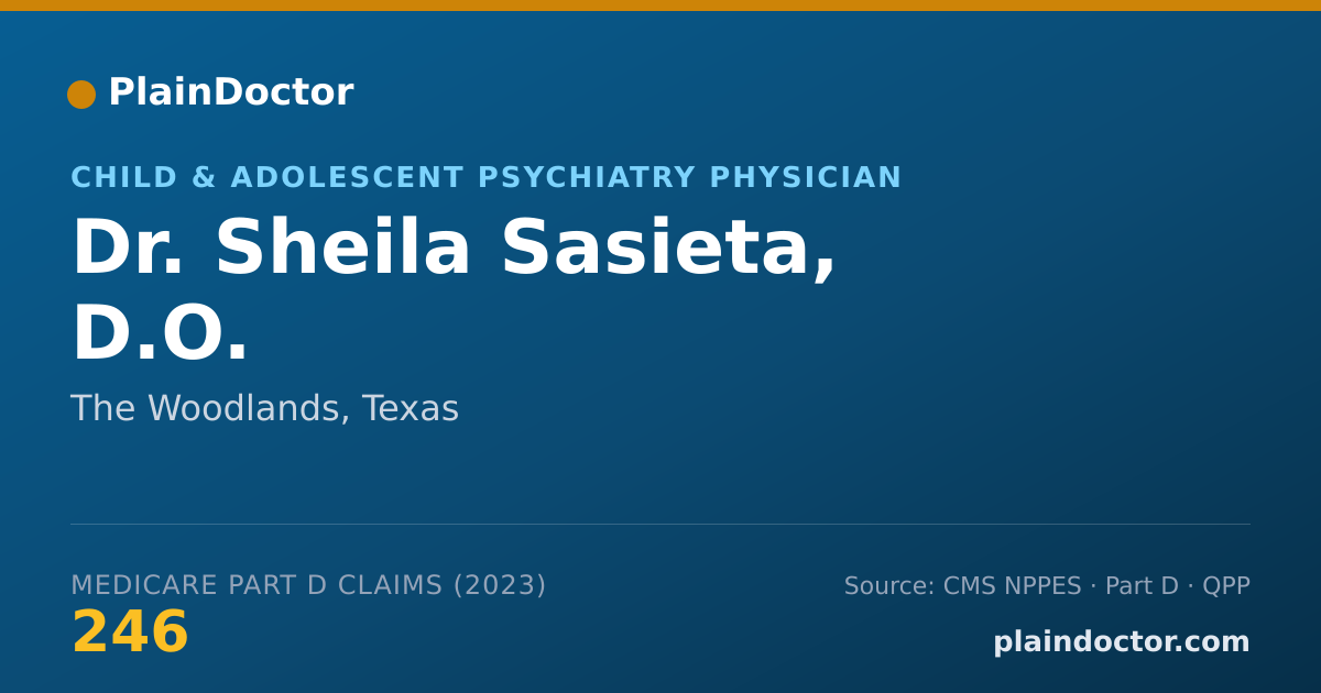 Shareable card for Sheila Sasieta, D.O. - Child & Adolescent Psychiatry Physician, The Woodlands, TX