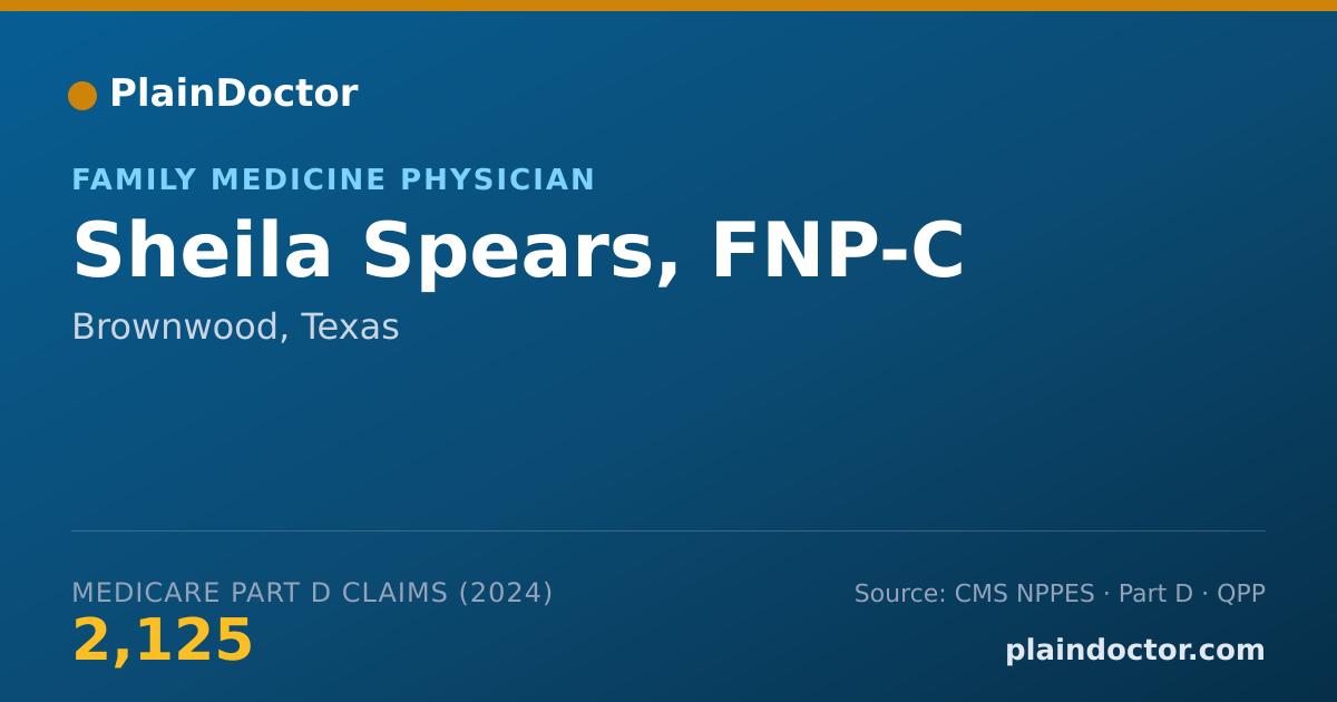 Shareable card for Sheila Spears, FNP-C - Family Medicine Physician, Brownwood, TX
