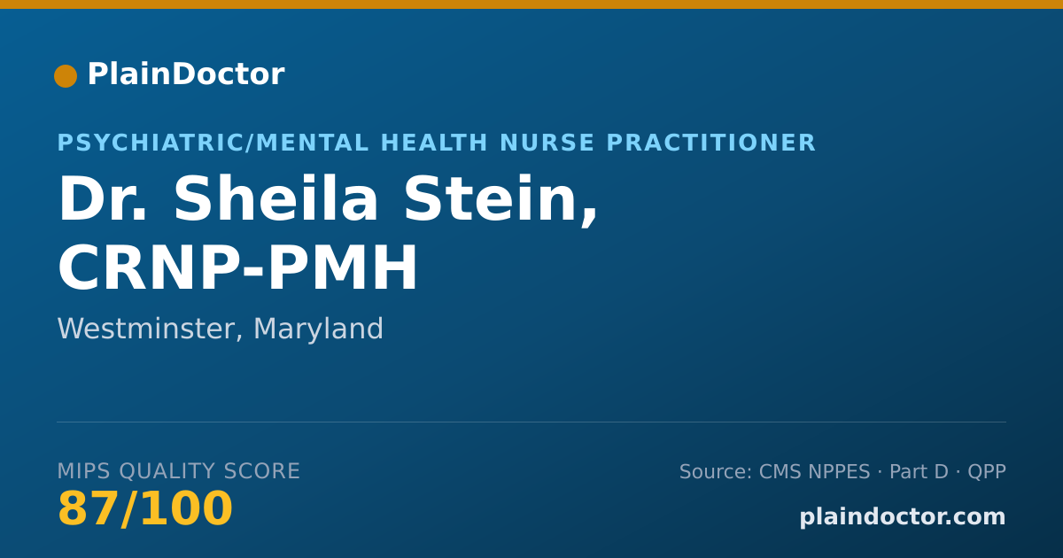 Shareable card for Sheila Stein, CRNP-PMH - Psychiatric/Mental Health Nurse Practitioner, Westminster, MD