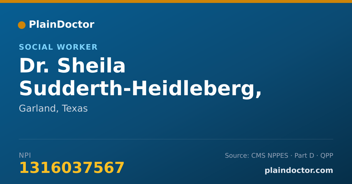 Shareable card for Sheila Sudderth-Heidleberg, LMSW - Social Worker, Garland, TX