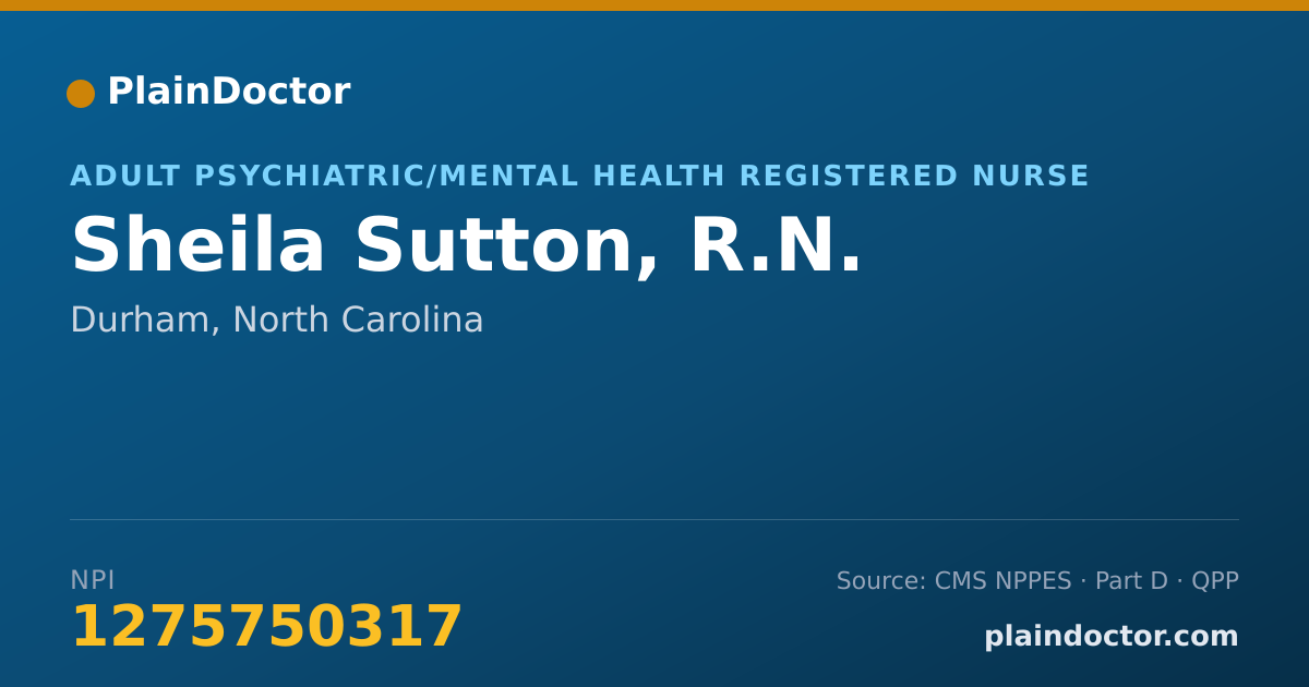 Shareable card for Sheila Sutton, R.N. - Adult Psychiatric/Mental Health Registered Nurse, Durham, NC