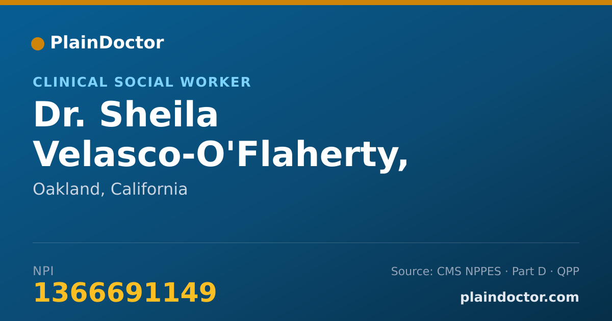 Shareable card for Sheila Velasco-O'Flaherty, L.C.S.W. - Clinical Social Worker, Oakland, CA