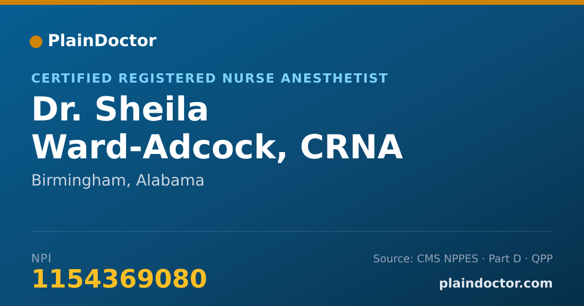 Shareable card for Sheila Ward-Adcock, CRNA - Certified Registered Nurse Anesthetist, Birmingham, AL