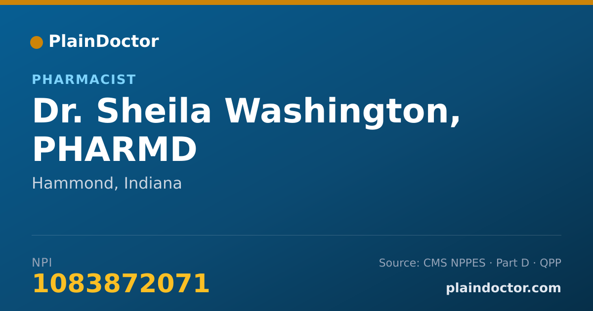 Shareable card for Sheila Washington, PHARMD - Pharmacist, Hammond, IN