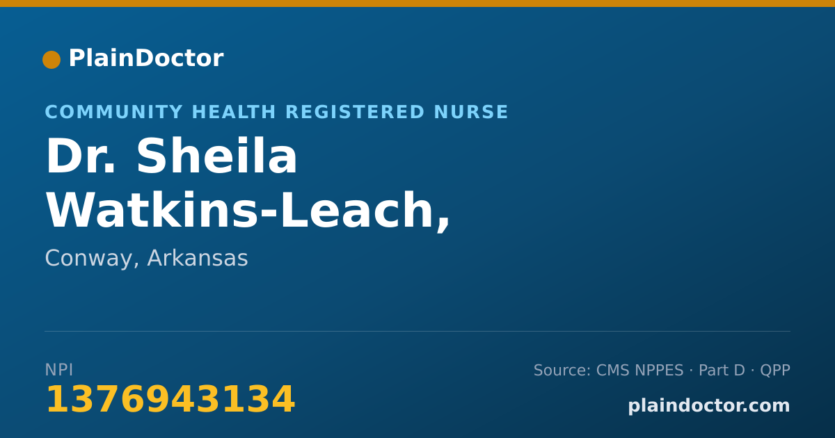 Shareable card for Sheila Watkins-Leach, REGISTERED NURSE - Community Health Registered Nurse, Conway, AR