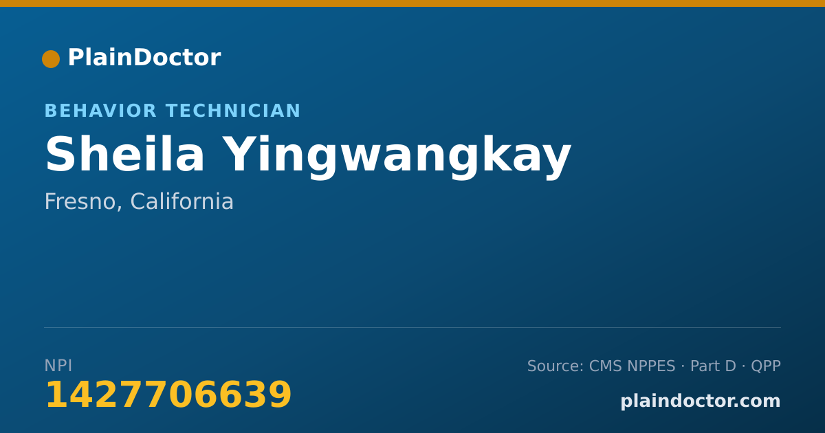 Shareable card for Sheila Yingwangkay - Behavior Technician, Fresno, CA