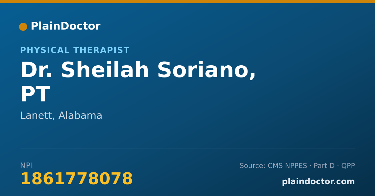 Shareable card for Sheilah Soriano, PT - Physical Therapist, Lanett, AL