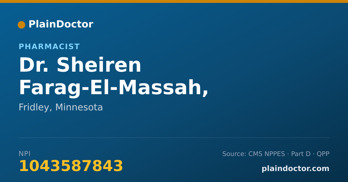 Shareable card for Sheiren Farag-El-Massah, PHARM.D., PH.D. - Pharmacist, Fridley, MN