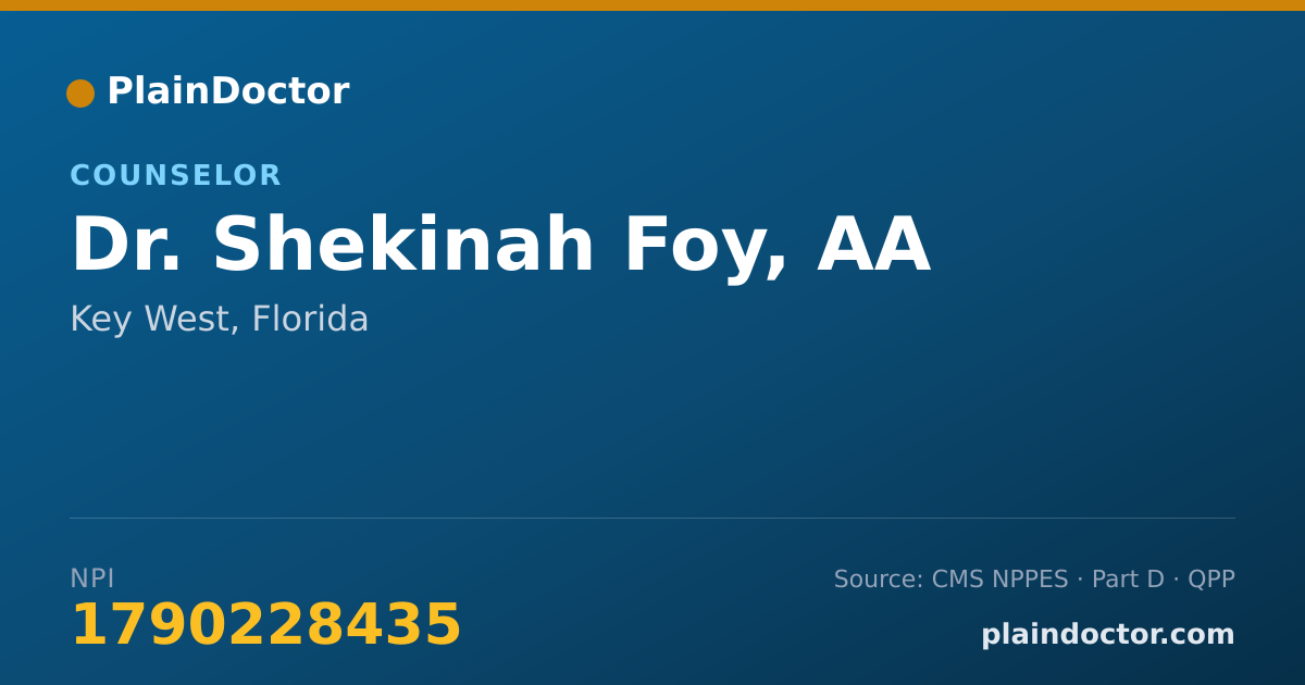 Shareable card for Shekinah Foy, AA - Counselor, Key West, FL