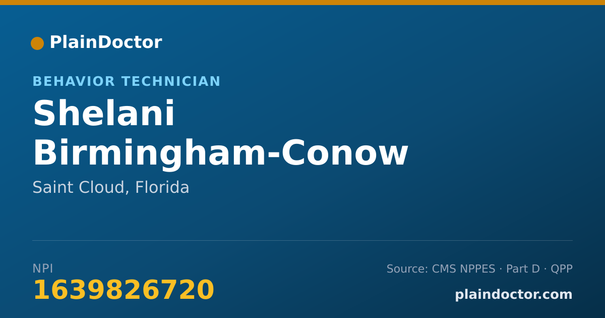 Shareable card for Shelani Birmingham-Conow - Behavior Technician, Saint Cloud, FL