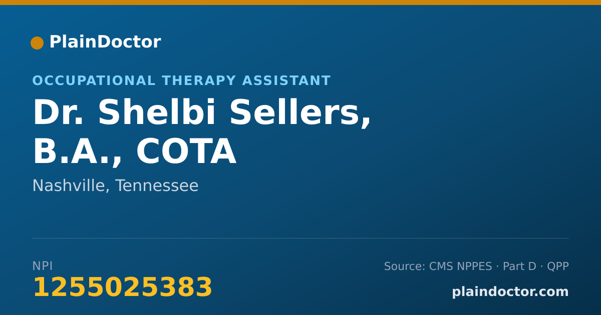 Shareable card for Shelbi Sellers, B.A., COTA - Occupational Therapy Assistant, Nashville, TN