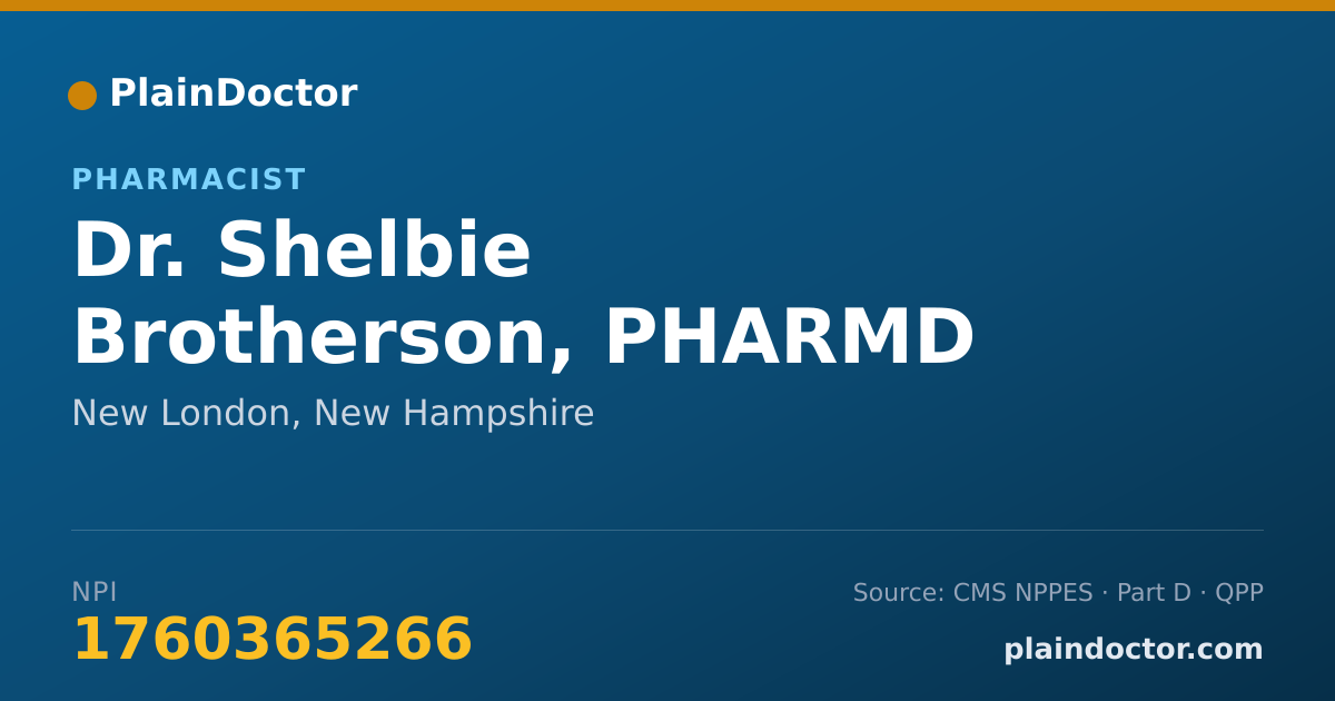 Shareable card for Shelbie Brotherson, PHARMD - Pharmacist, New London, NH