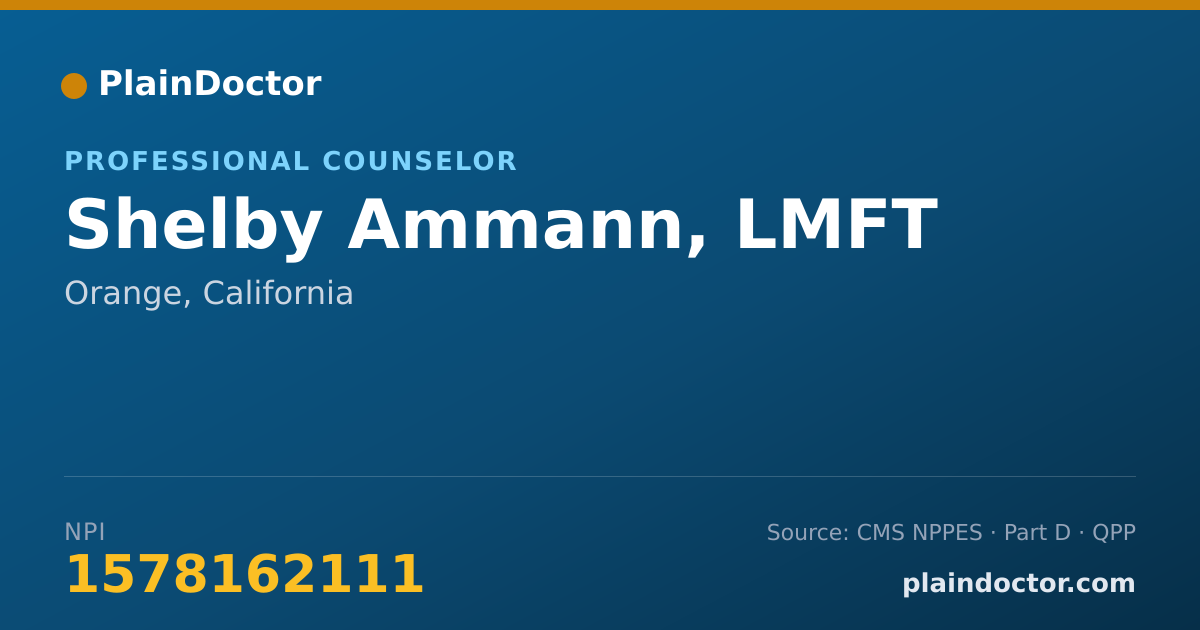 Shareable card for Shelby Ammann, LMFT - Professional Counselor, Orange, CA