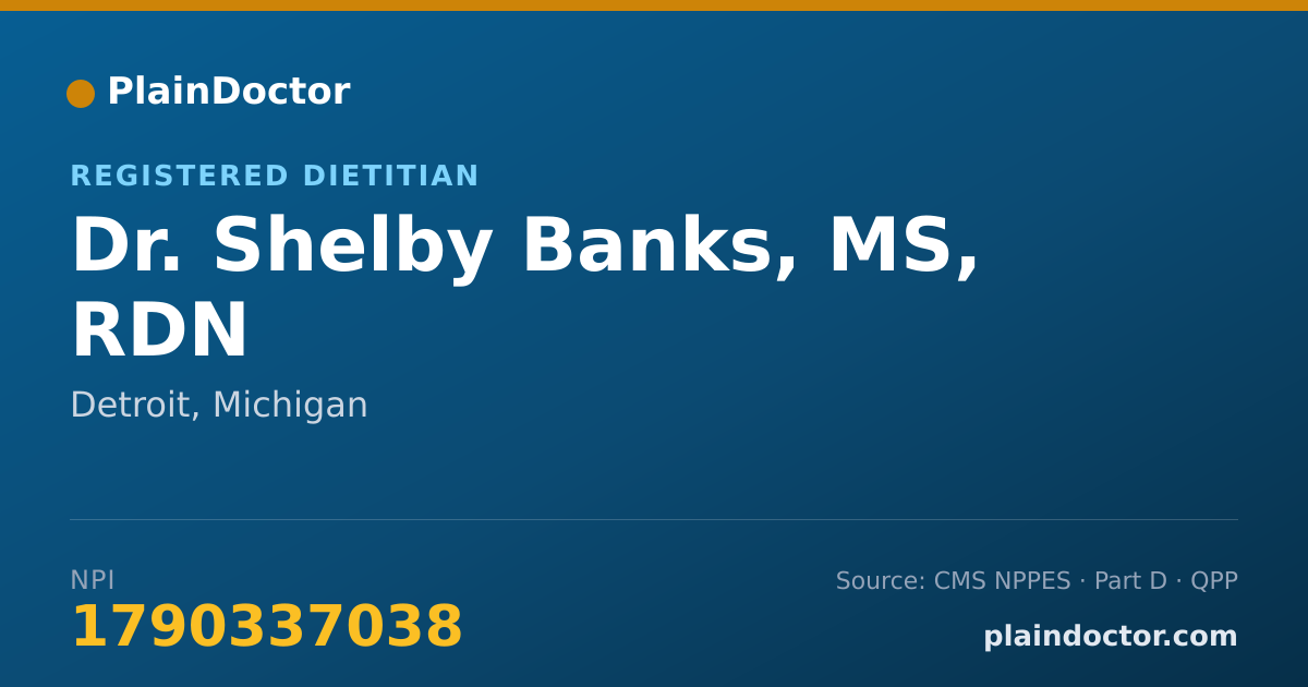 Shareable card for Shelby Banks, MS, RDN - Registered Dietitian, Detroit, MI