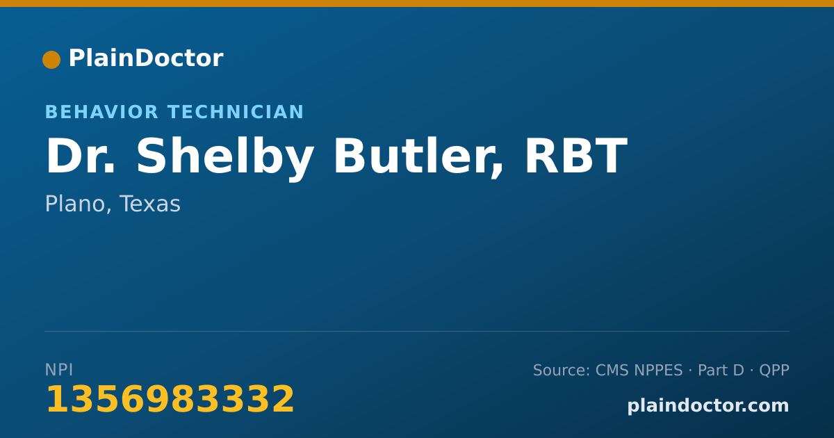Shareable card for Shelby Butler, RBT - Behavior Technician, Plano, TX