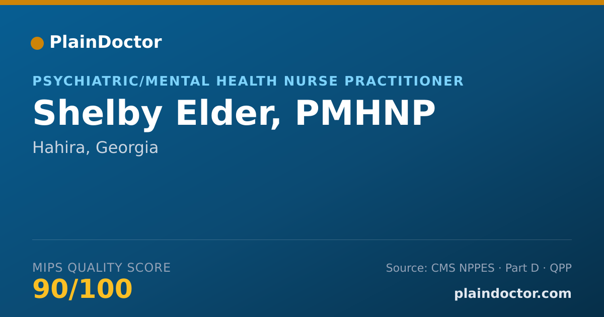 Shareable card for Shelby Elder, PMHNP - Psychiatric/Mental Health Nurse Practitioner, Hahira, GA