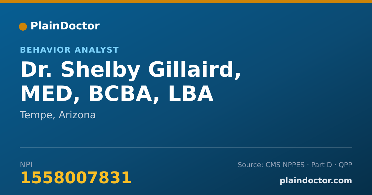 Shareable card for Shelby Gillaird, MED, BCBA, LBA - Behavior Analyst, Tempe, AZ