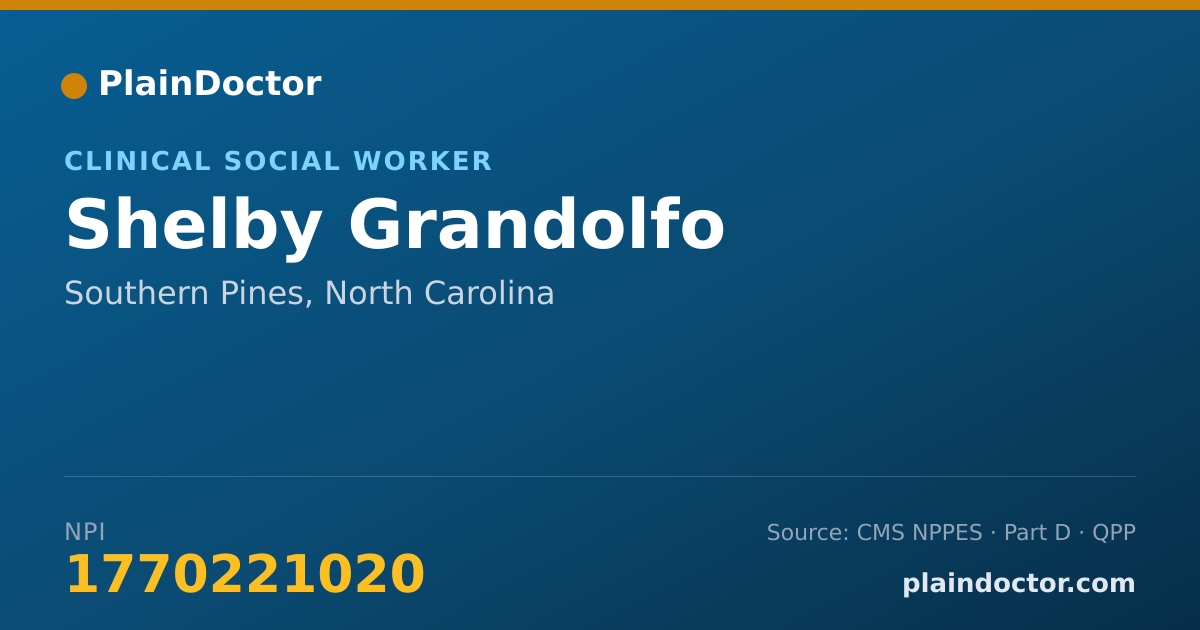 Shareable card for Shelby Grandolfo - Clinical Social Worker, Southern Pines, NC