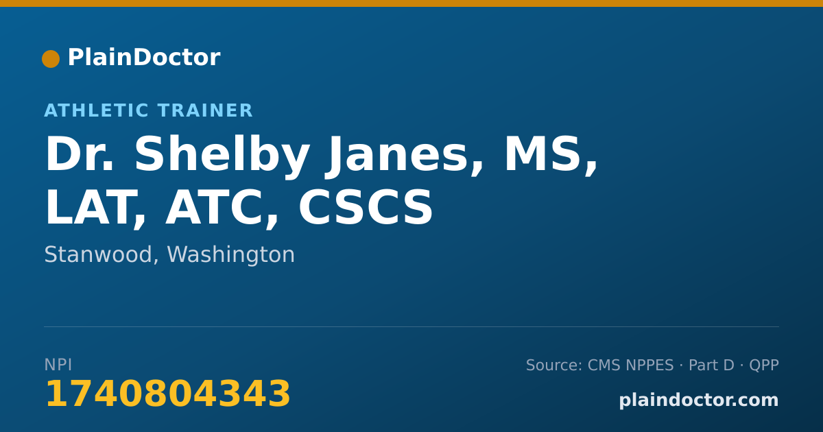 Shareable card for Shelby Janes, MS, LAT, ATC, CSCS - Athletic Trainer, Stanwood, WA