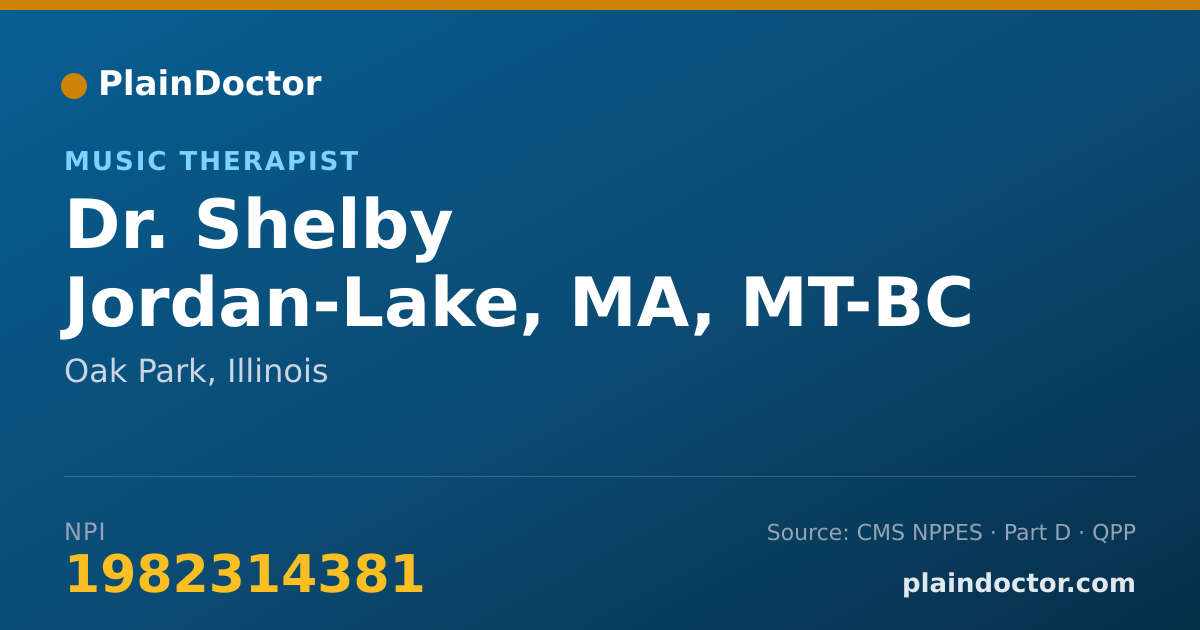 Shareable card for Shelby Jordan-Lake, MA, MT-BC - Music Therapist, Oak Park, IL