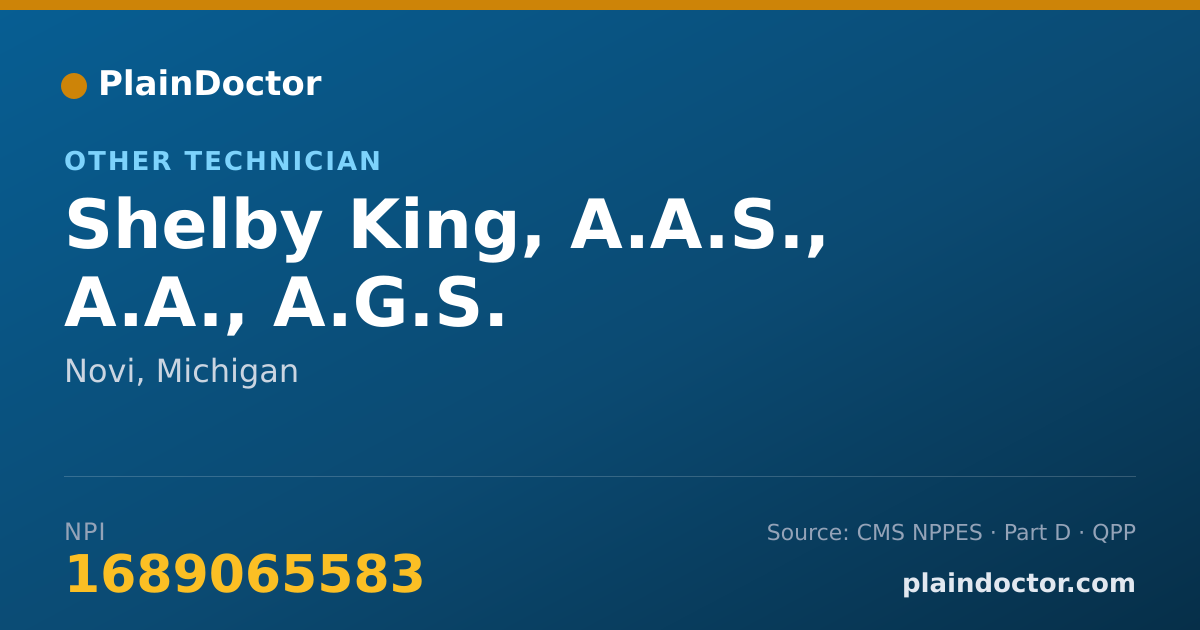 Shareable card for Shelby King, A.A.S., A.A., A.G.S. - Other Technician, Novi, MI