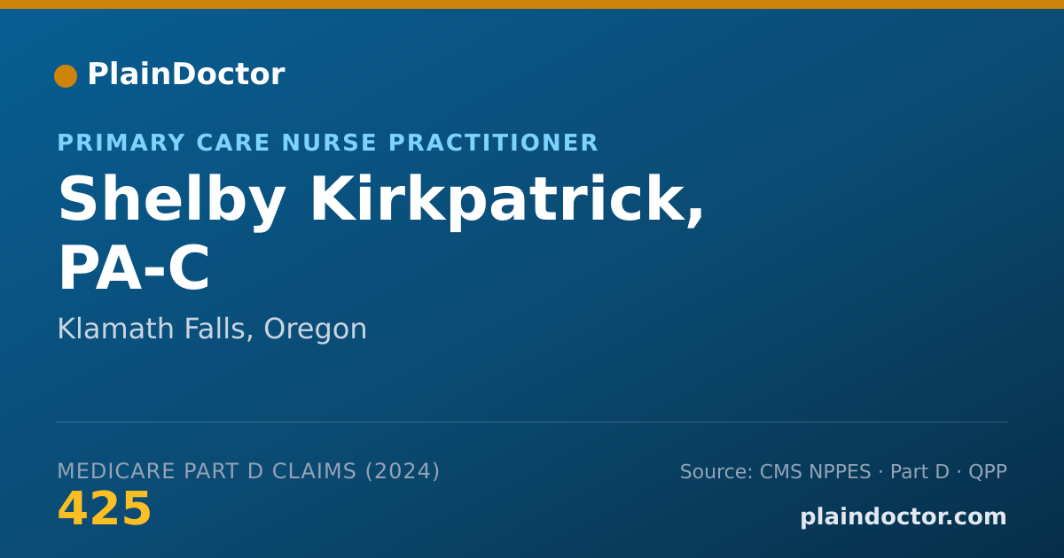 Shareable card for Shelby Kirkpatrick, PA-C - Primary Care Nurse Practitioner, Klamath Falls, OR