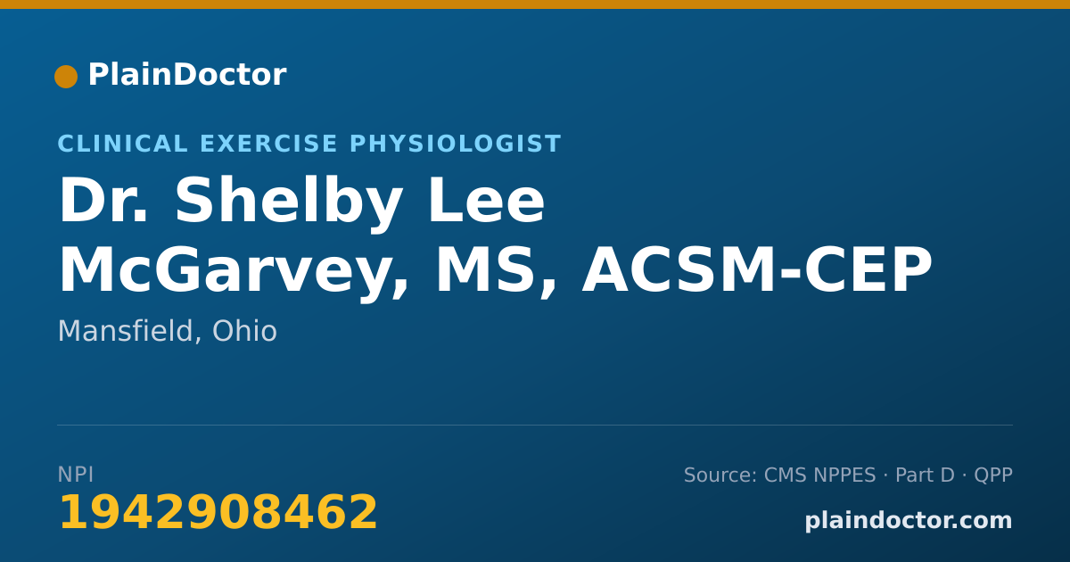 Shareable card for Shelby Lee McGarvey, MS, ACSM-CEP - Clinical Exercise Physiologist, Mansfield, OH