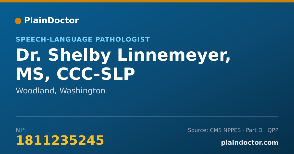 Shareable card for Shelby Linnemeyer, MS, CCC-SLP - Speech-Language Pathologist, Woodland, WA
