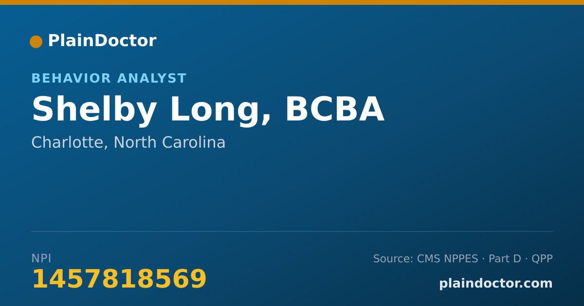 Shareable card for Shelby Long, BCBA - Behavior Analyst, Charlotte, NC