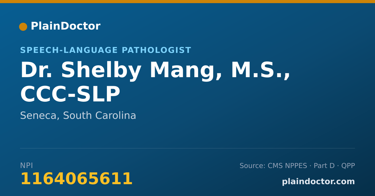 Shareable card for Shelby Mang, M.S., CCC-SLP - Speech-Language Pathologist, Seneca, SC