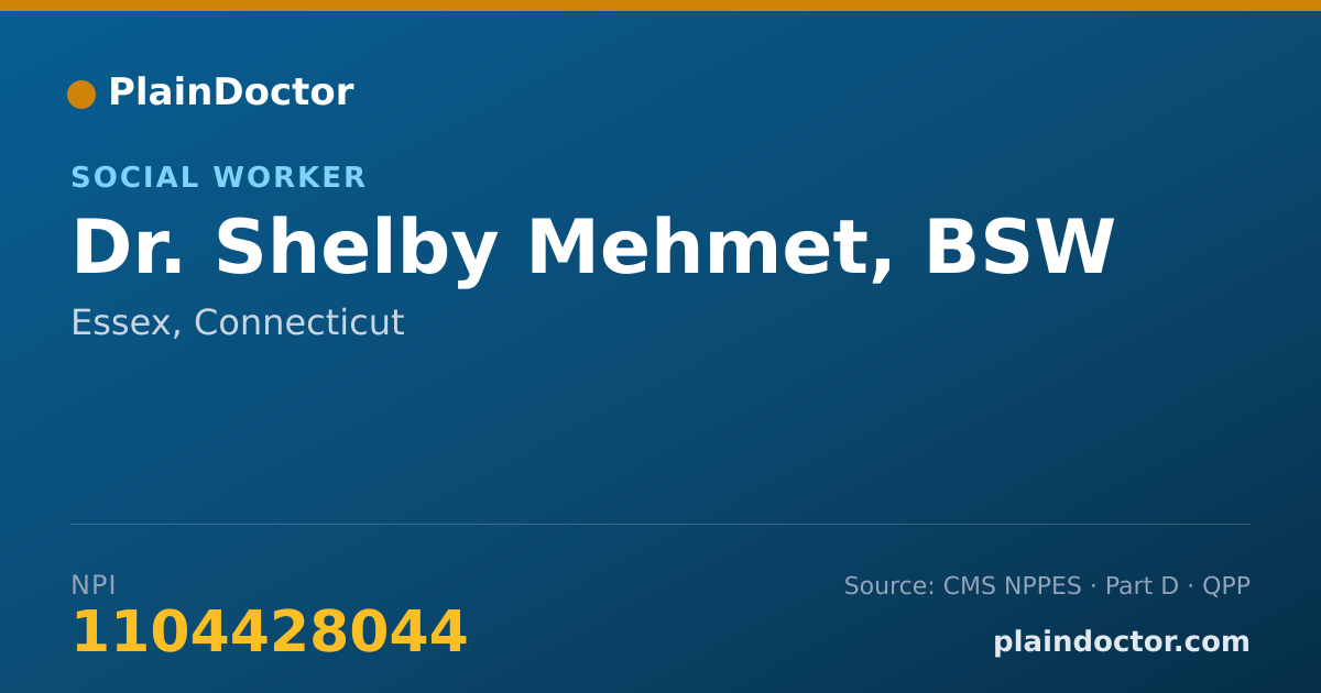 Shareable card for Shelby Mehmet, BSW - Social Worker, Essex, CT