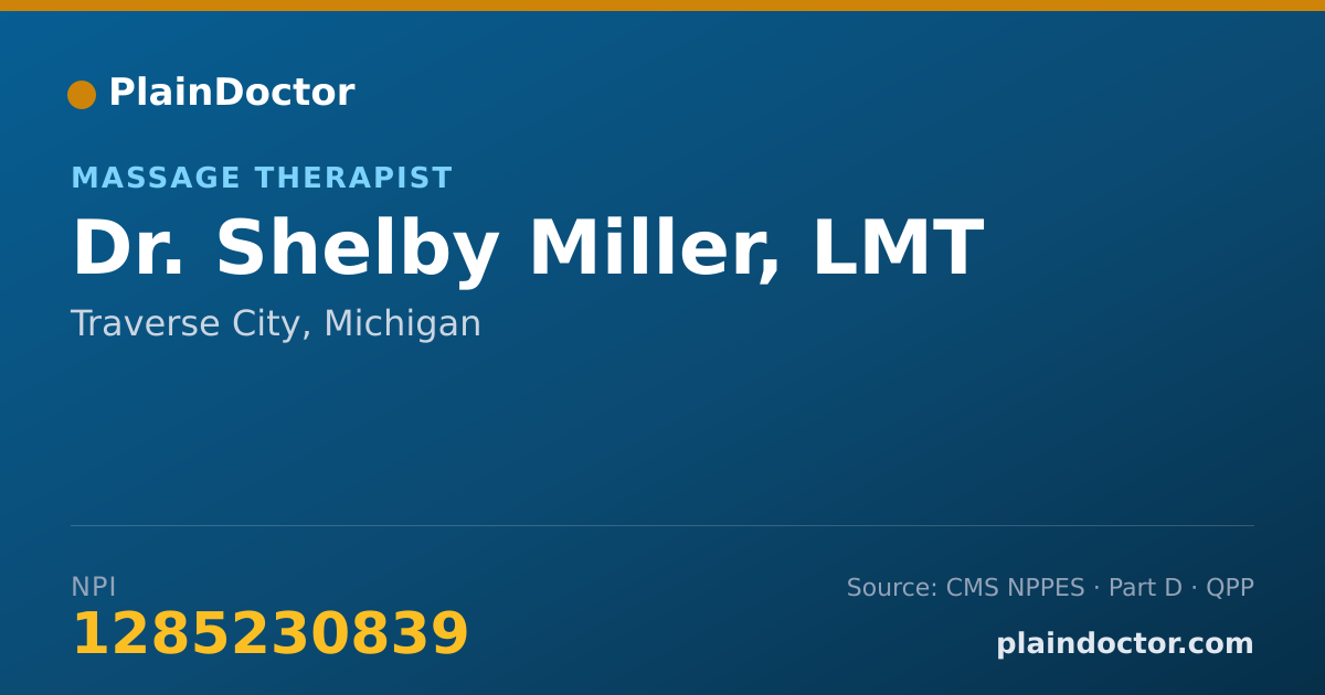 Shareable card for Shelby Miller, LMT - Massage Therapist, Traverse City, MI