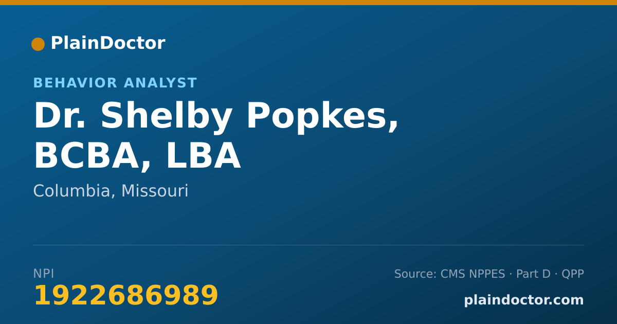 Shareable card for Shelby Popkes, BCBA, LBA - Behavior Analyst, Columbia, MO