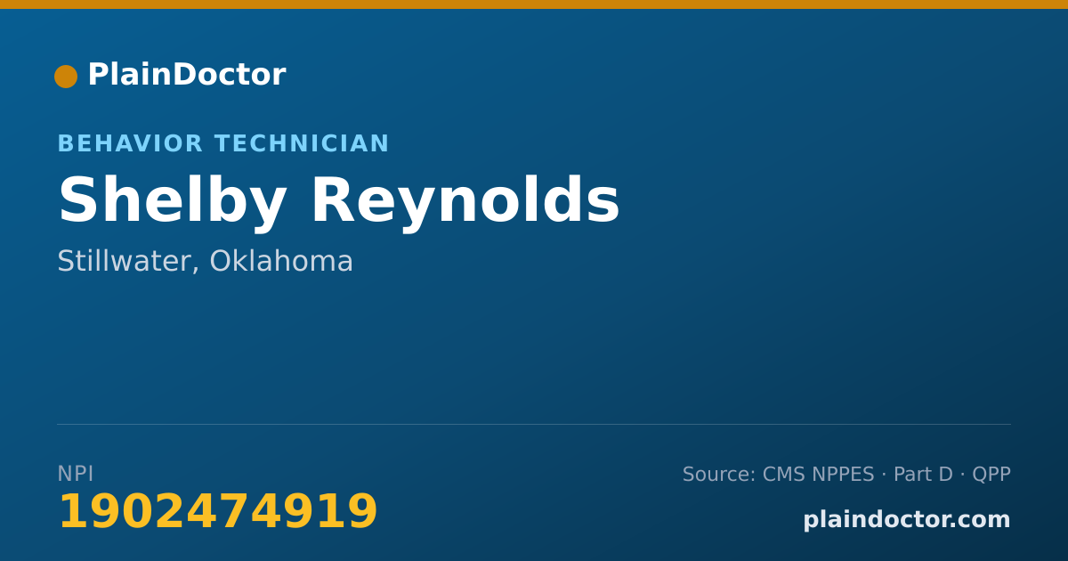 Shareable card for Shelby Reynolds - Behavior Technician, Stillwater, OK