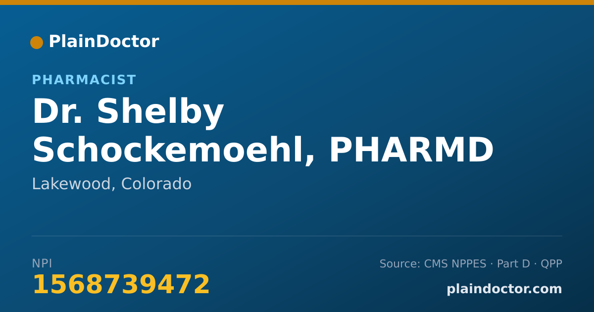 Shareable card for Shelby Schockemoehl, PHARMD - Pharmacist, Lakewood, CO