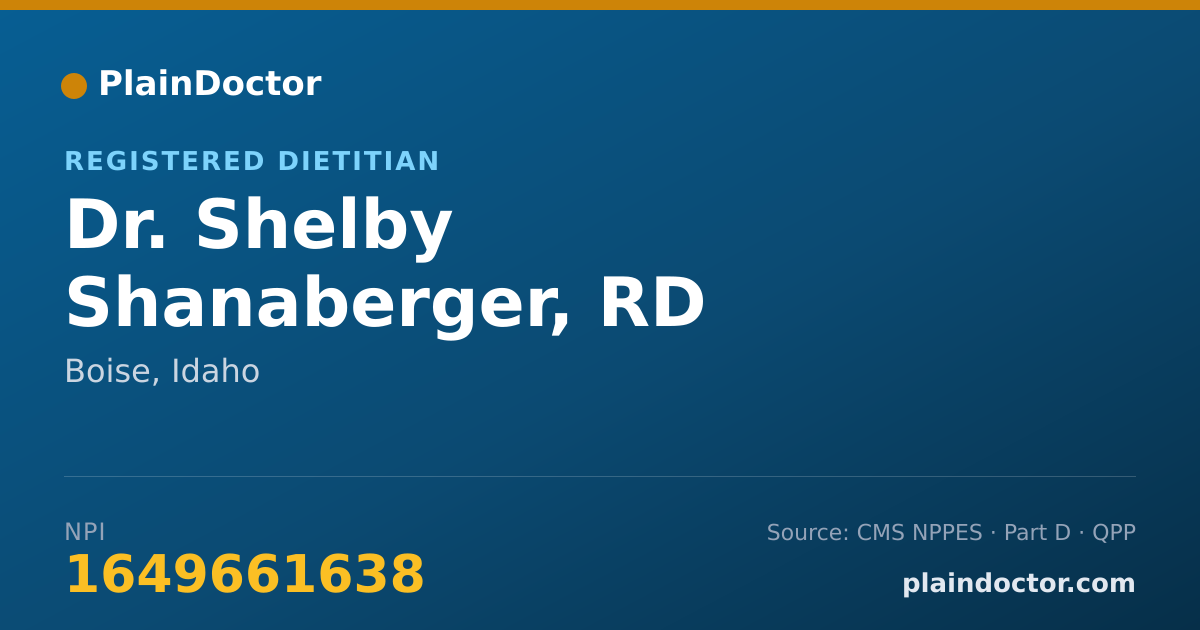 Shareable card for Shelby Shanaberger, RD - Registered Dietitian, Boise, ID